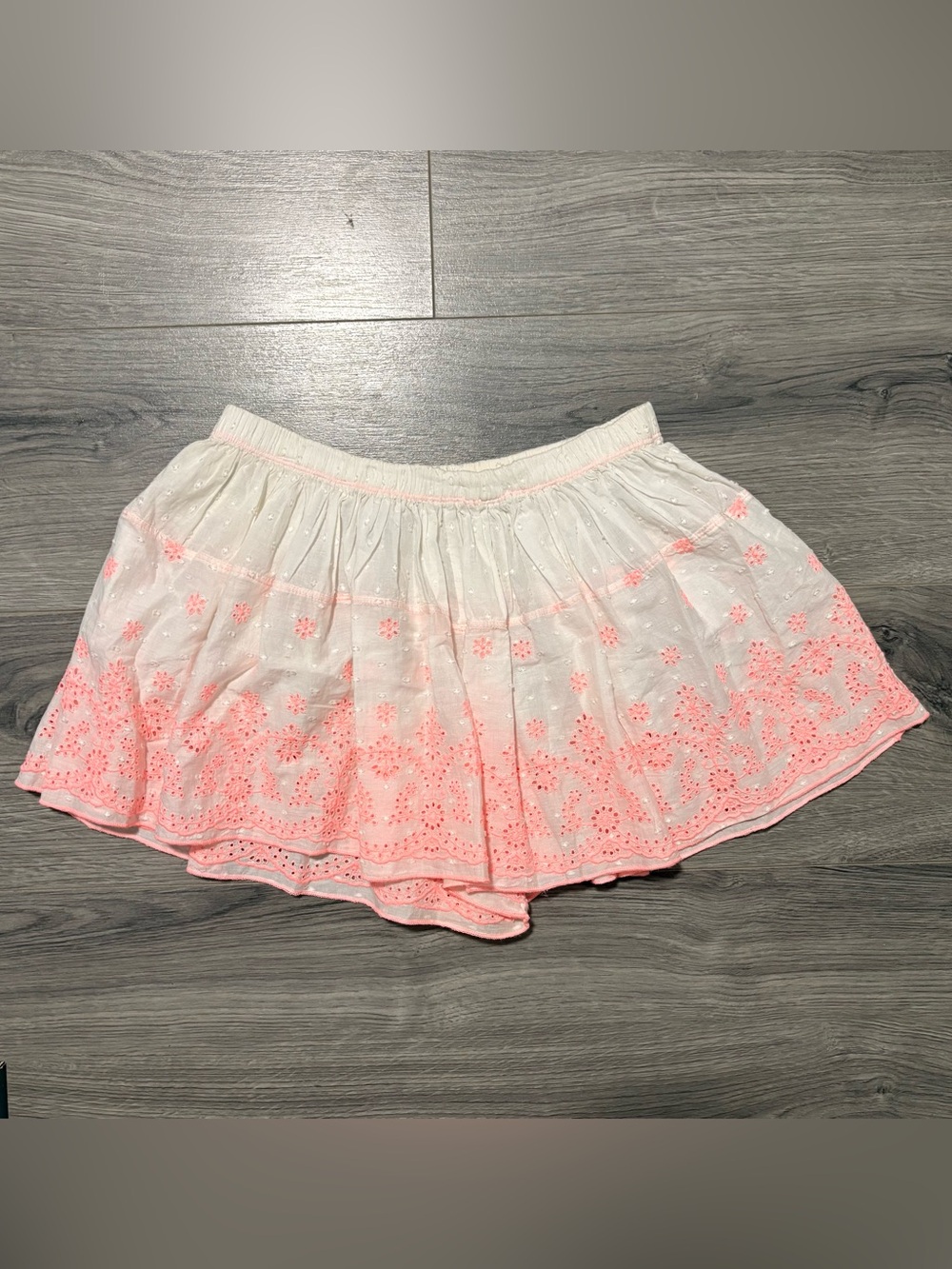 Free People Cotton Day Glow Shorts in white with pink embroidery